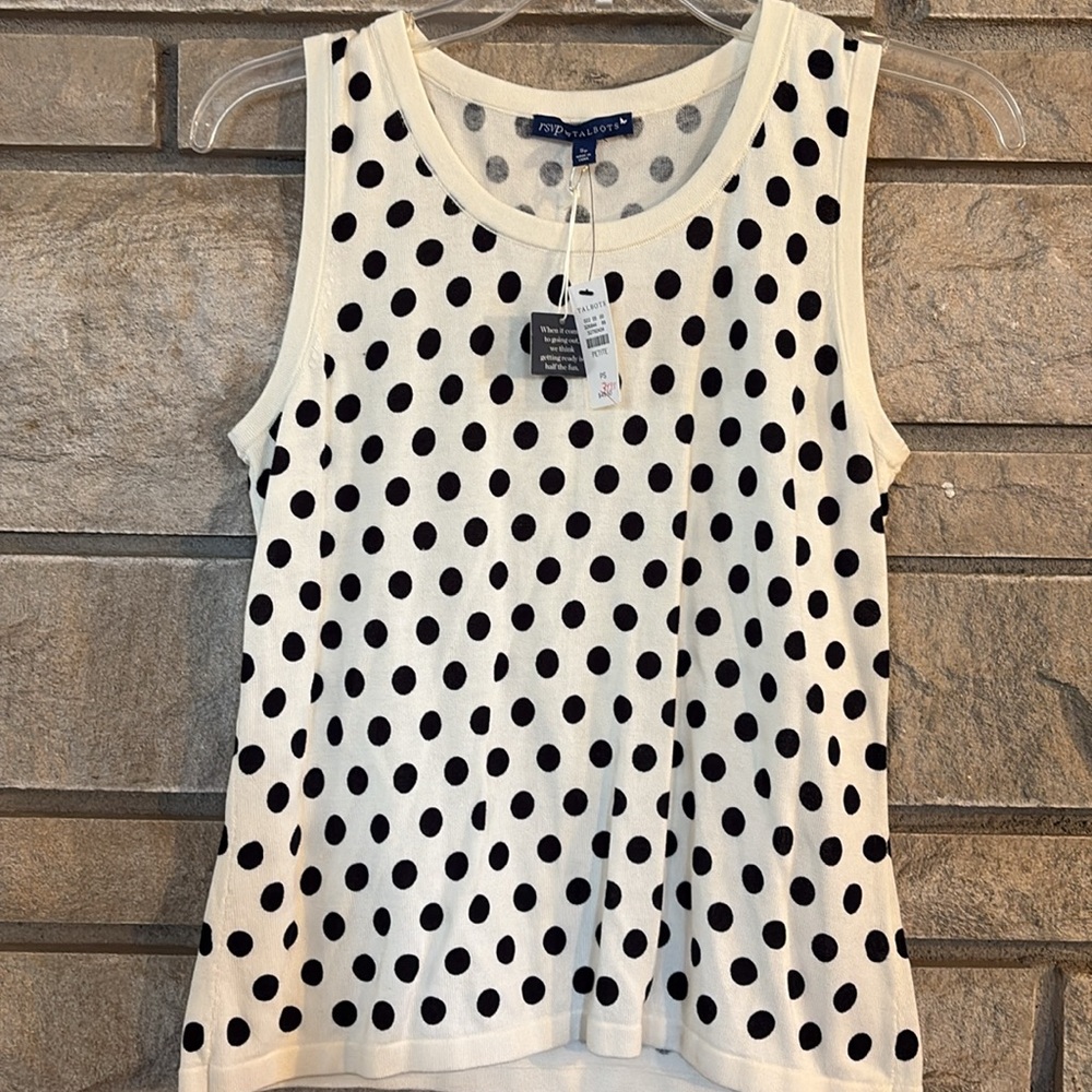 Talbots Polka Dot Cardigan and tank with Floral Embroidery - Picture 4 of 8